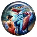 Девушка и дракон - объемный талисман-наклейка   