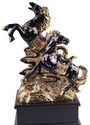 Купить символ года 2014 Статуэтка декоративная "Пара лошадей в золотой упряжке" магазин Фэн-Шуй товаров