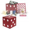 Настольный набор из 5 игр (шахматы, нарды, кости, домино, покер) в красном кожаном боксе