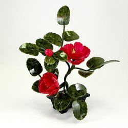 Бонсай "Пион", 2 цветка и бутон, 28 см