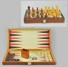 Настольный набор из 3 игр :шахматы ( h=3"), нарды (доска 16"), шашки ( фишки-дерево) в деревянном боксе